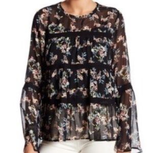 Ro & De Black Floral Blouse